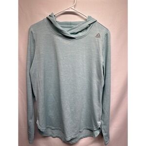 Reebok Lightweight Performance Long Sleeve Hoodie Aqua Blue Athletic Women LG